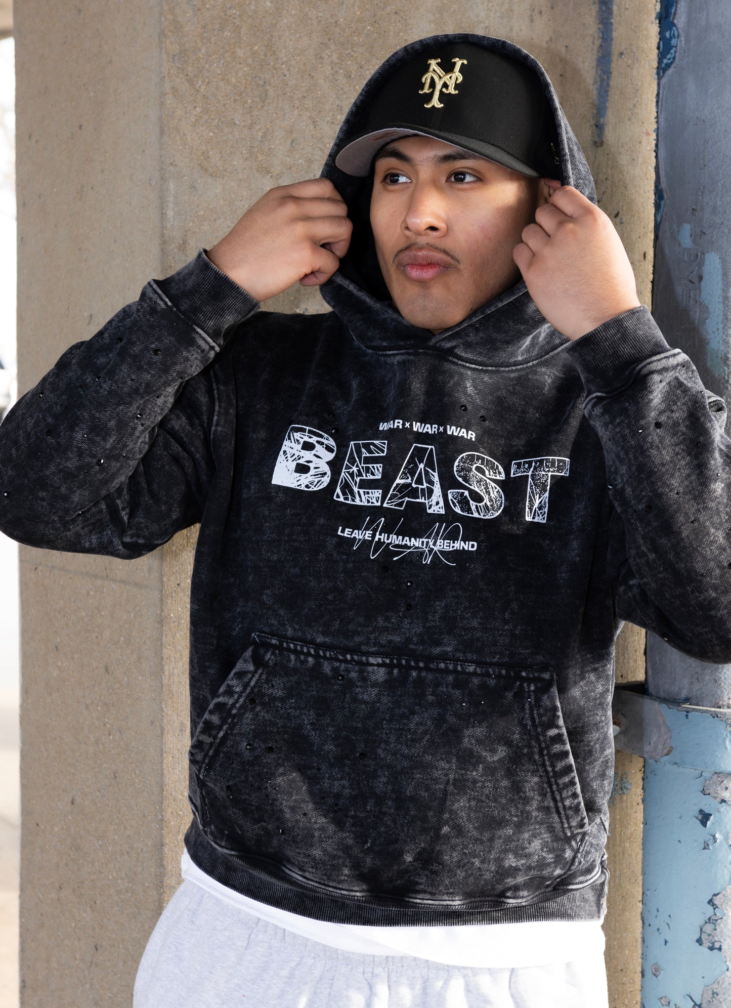 War Acid Wash Hoodie