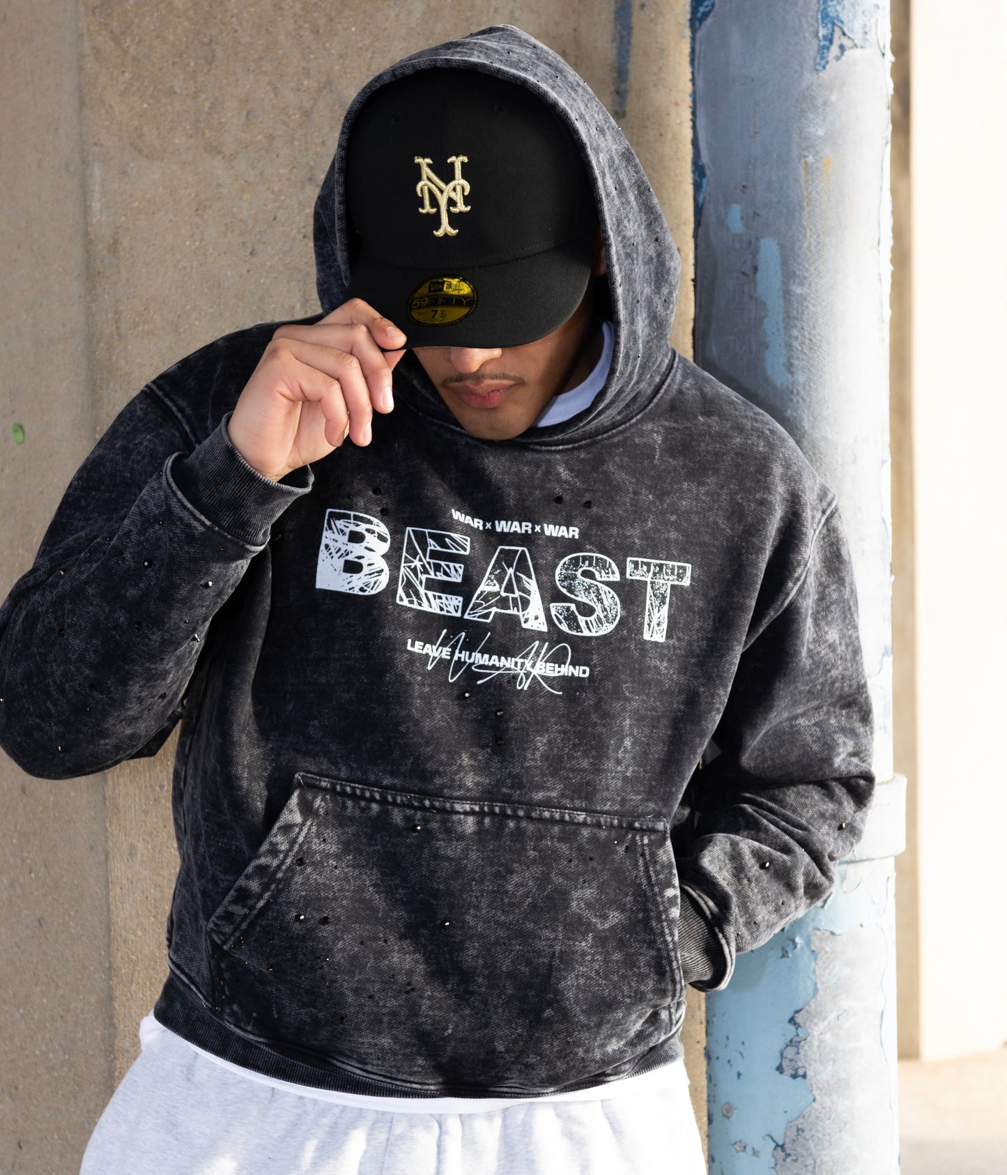 War Acid Wash Hoodie