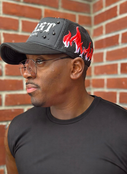 Flaming Pearl trucker hat