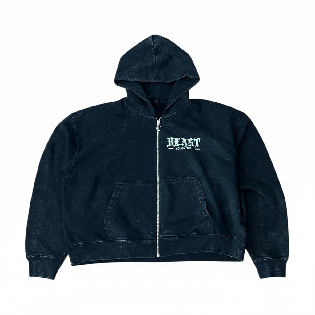 Violence Acid Wash Zip Up Hoodie