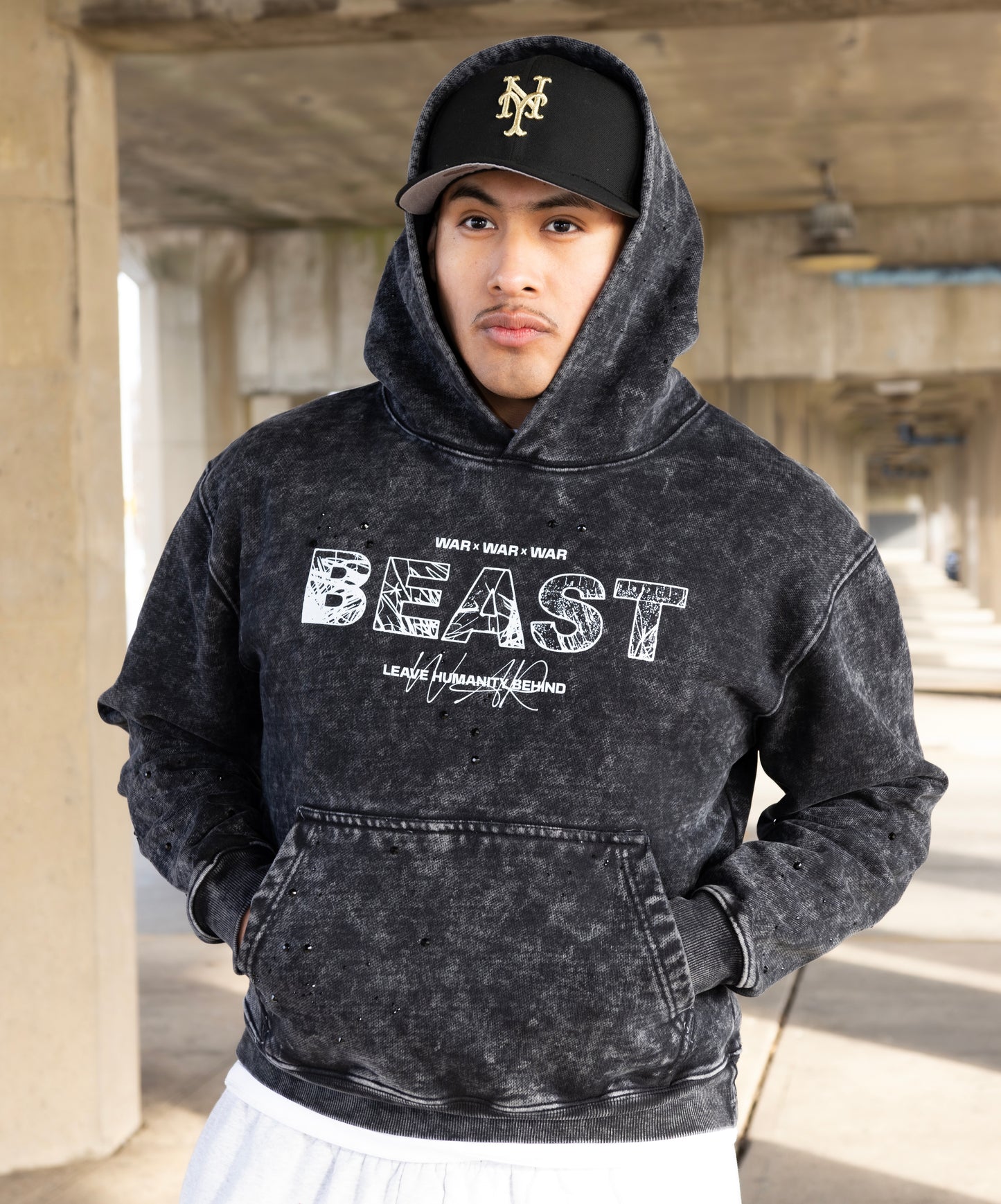 War Acid Wash Hoodie